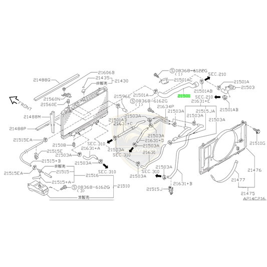 OEM Nissan Upper Radiator Hose – 21501-VB001