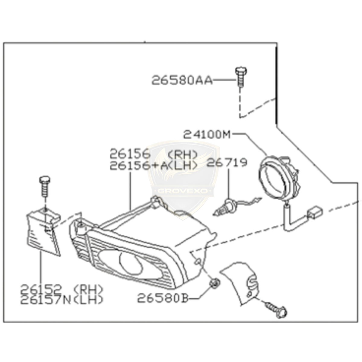 OEM Nissan Fog Lamp Assembly LH  - 26155-65F25