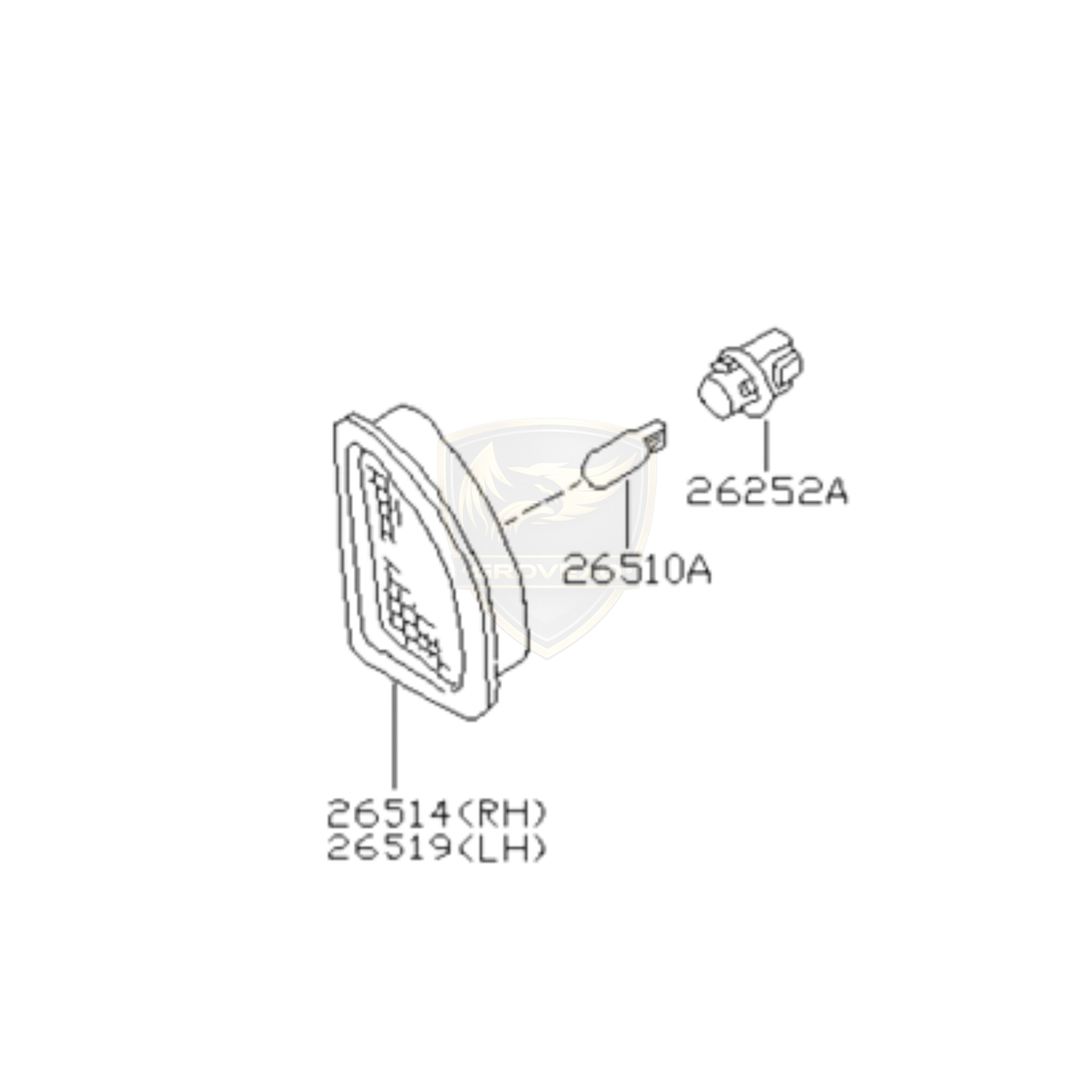 OEM Nissan Right License Plate Light Lens – 26514-0E700