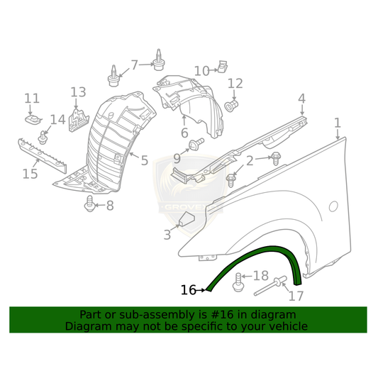 OEM Nissan Front Fender Moulding Ring LH  - 63873-6GA1B