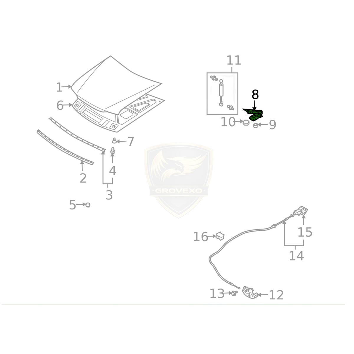 OEM Nissan Hood Hinge Assembly RH – 65400-AG000