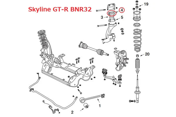 NISMO Front Upper Link Body Side Bushing BNR32 Skyline GT-R RB26 - 54541-RS580