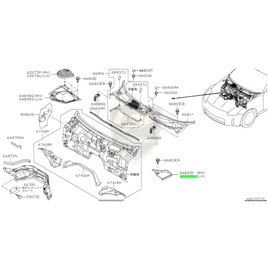 OEM Nissan Body Panel Insulator – 66893-CD000