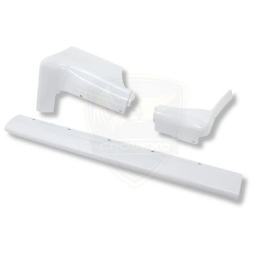 White plastic components on a white background