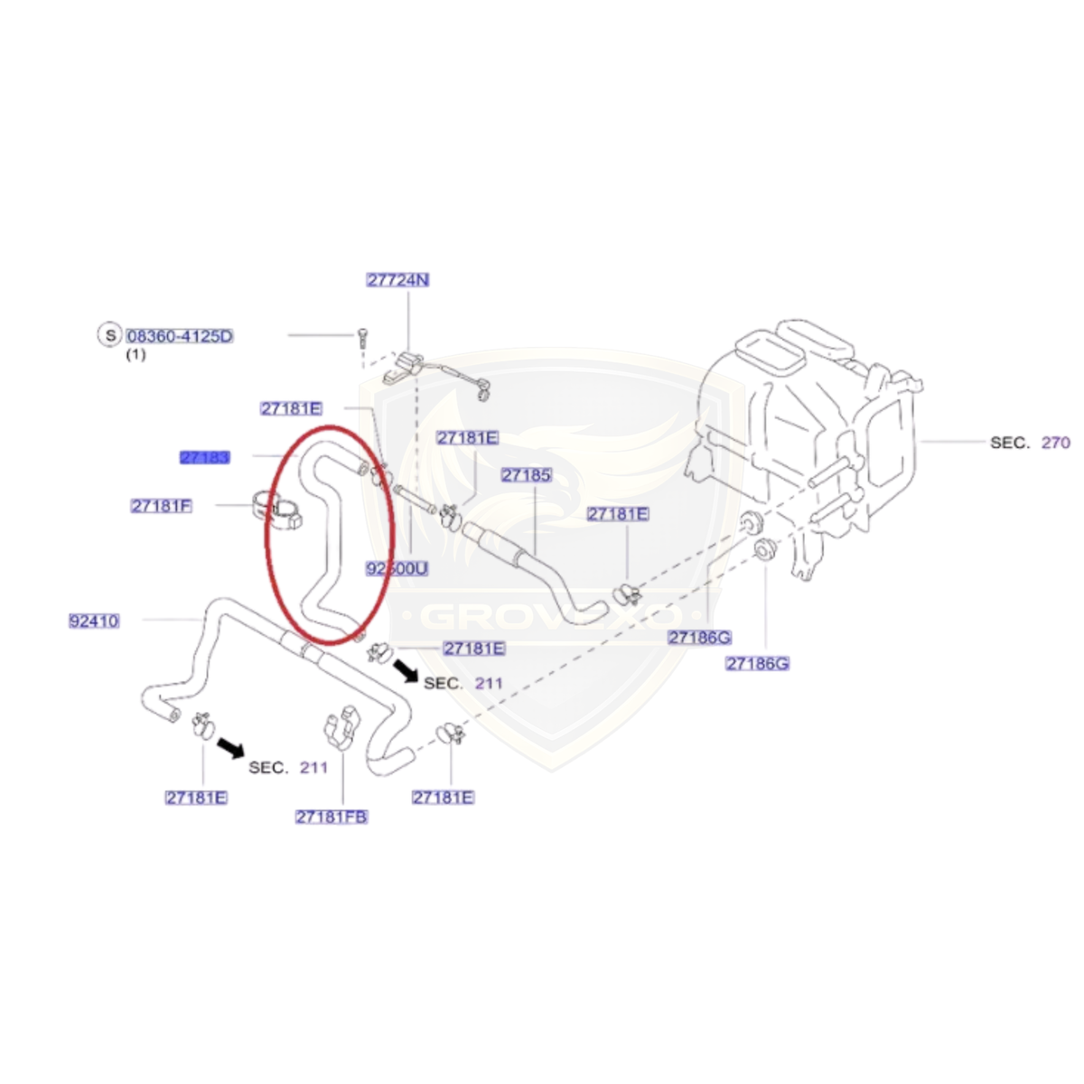 OEM NISSAN 9240205U00 HOSE FRONT HEATER  - 92402-05U00 